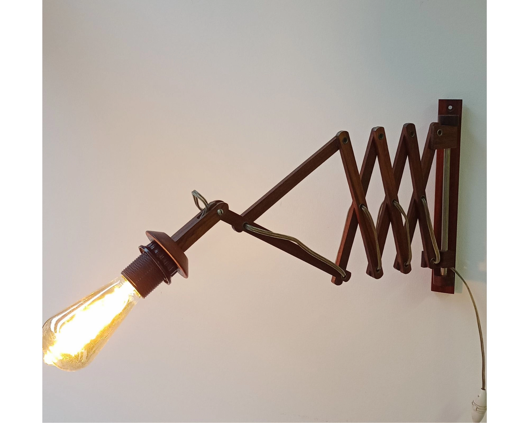 LAMPE ACCORDEON ANNEE 60 LAMPE RETRO BOIS